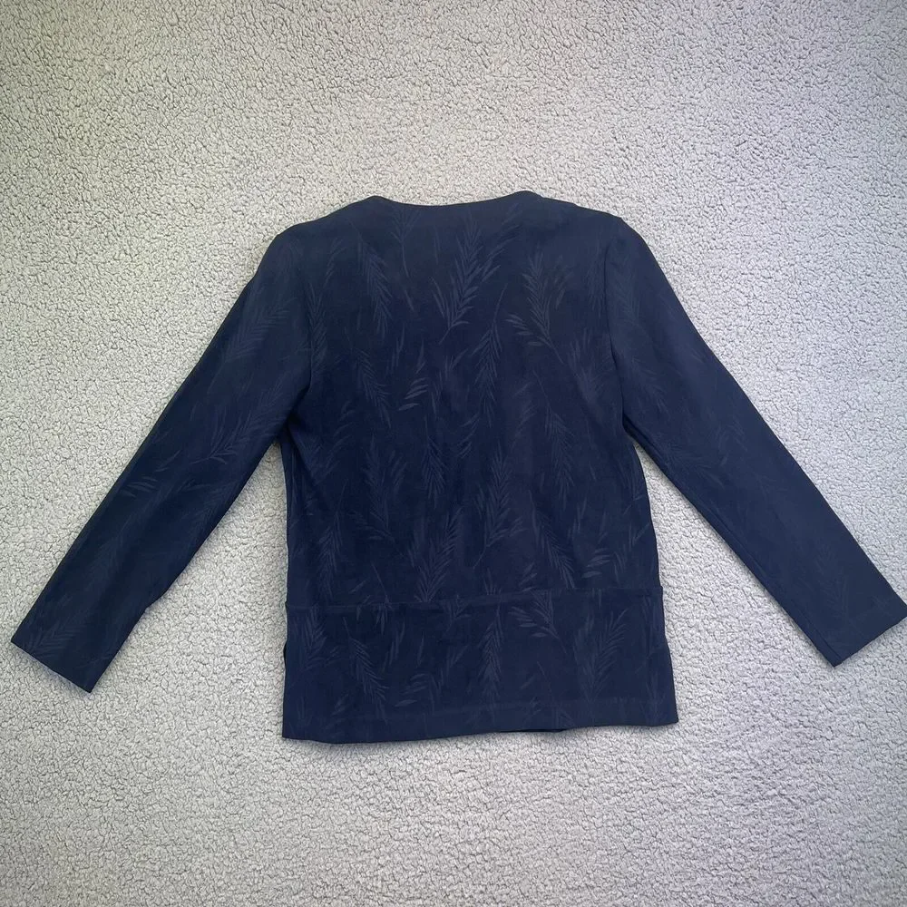 R & K Originals 2 PC Suit Sz‎ 4P Womens Blazer Elastic Waist Pants Dark Blue